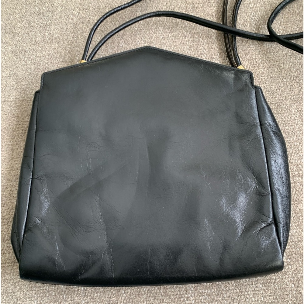 ✨Vintage Gucci Black Leather Shoulder Evening Bag Gold Accent EUC Stunning! - Picture 3 of 16